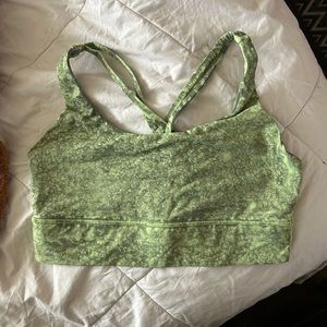 Lululemon Long Line Energy Bra in Neon Green Pattern